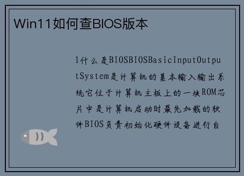 Win11如何查BIOS版本